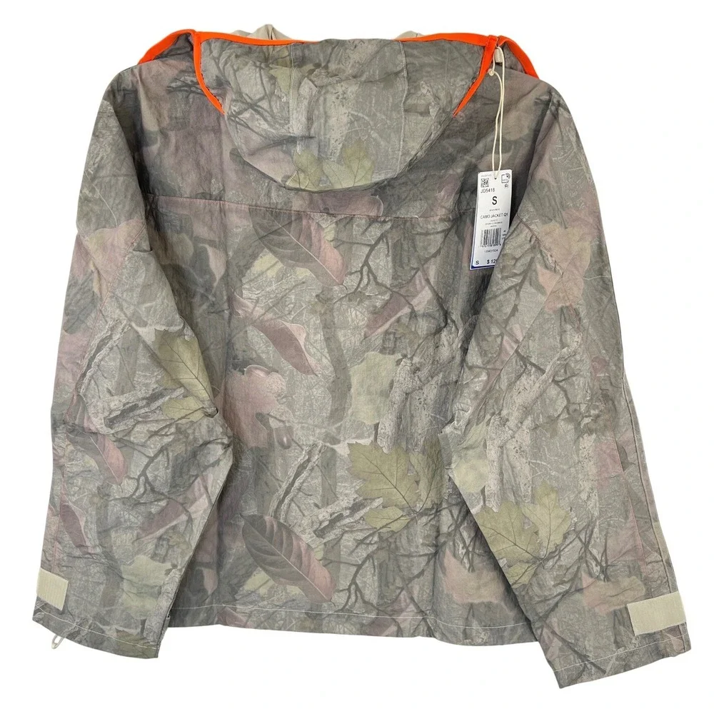 Adidas Originals Camo Q1 Jacket Mens S Alumina Green Orange Anorak NWT $120